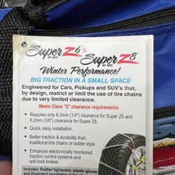 SCC Super Z6 Z8 @ 16”/17”/18”/19” Snow / Cable Chains For Cars / Light Truck / SUV Sz143 - New