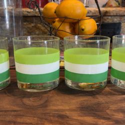 Georges Briard Cabana Green White  stripe lowballers