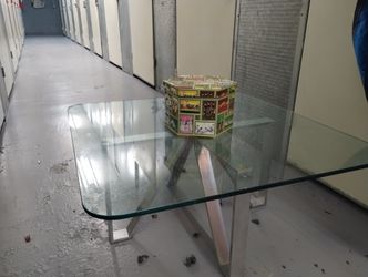 Coffee Table Glass Aluminum Retro Vintage Modern Mesita Vidrio Aluminio
