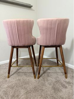 Pink velvet barstools - chairs - pub stools