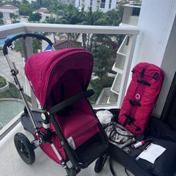 Bugaboo Cameleon Stroller and Bassinet and Wheeled Board and Travel Bag