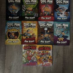 Dog Man Books & 2 Bonus Dav Pilkey Books