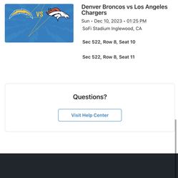 Chargers Vs Broncos Tix Sec 522