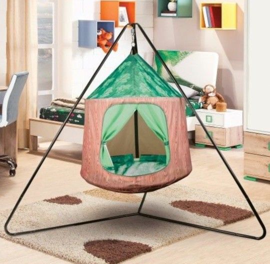 Brand New In Box Swinging Pod/ Tent For Kids Holds Upto 350lbs Comes With Cushions