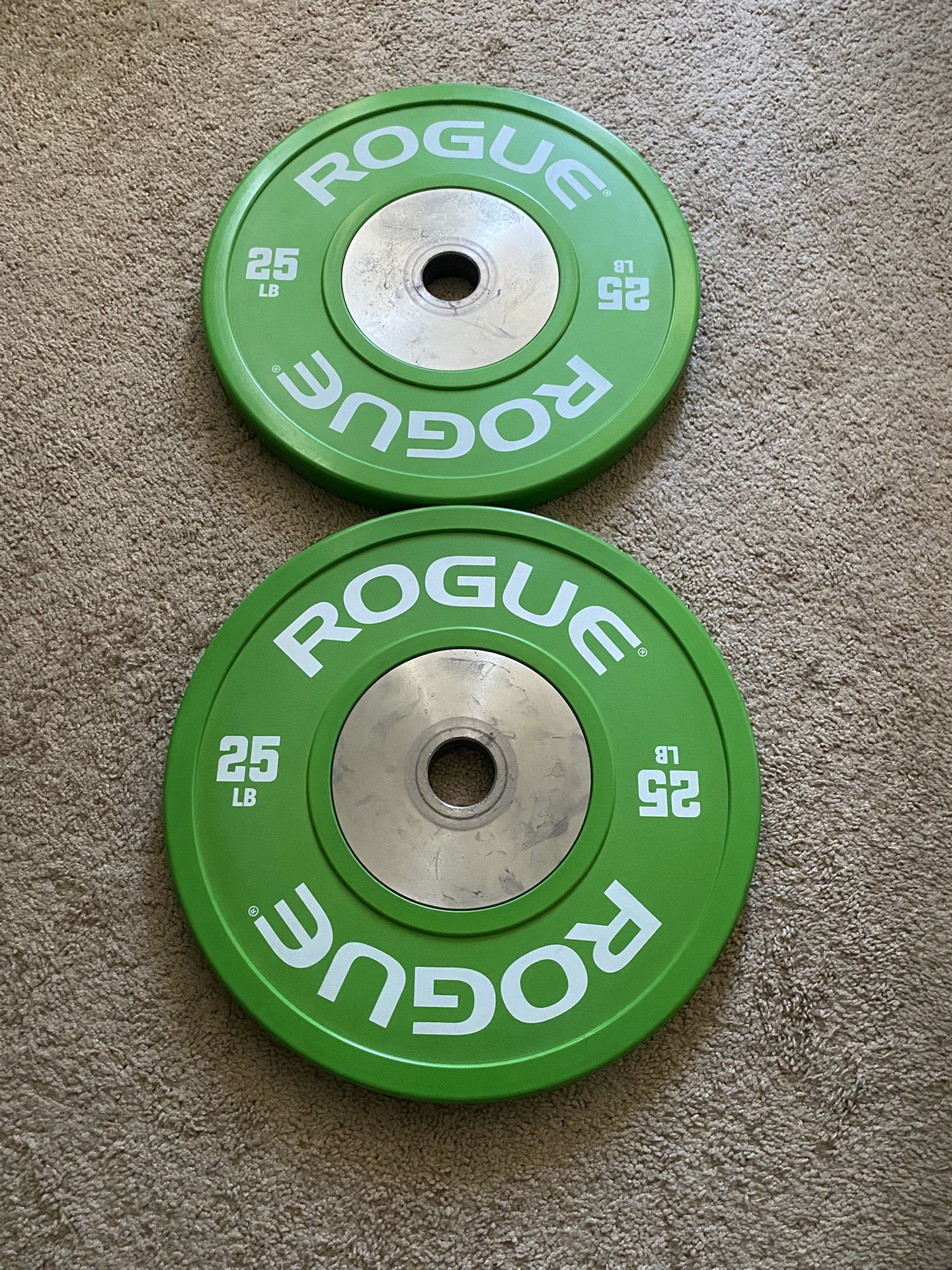Pair of 25 lbs ROGUE Fitness Color Training 2.0 Weight Plates
