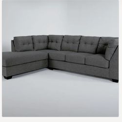 Modern Gray Sectional Sleeper Sofa w/ Left Chaise (LAF) – Pull-Out Bed
