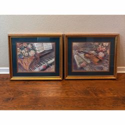 Classic Traditional Music Themed Framed Art Prints-Set of 2