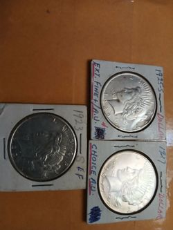 1917, 1923, 1925 US Peace Dollars 90% Silver $90 Each