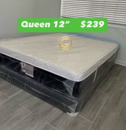 12” Queen Plush Pillowtop Mattress Set – Same Day Delivery 🚚