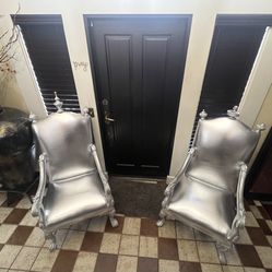 Two Large Silver Event Chairs