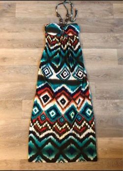 NEW Women Multiple Wear Halter Or Strapless Style Vacation Beach Casual Long Maxi Dress Size S