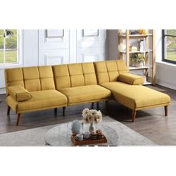 Yellow Futon Sofa With Chaise 