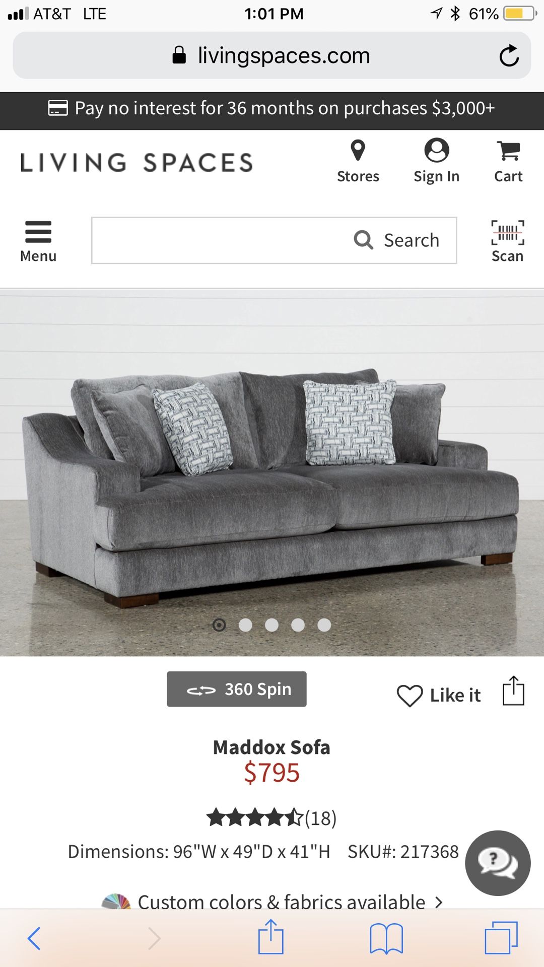 Living Spaces Maddox Sofa