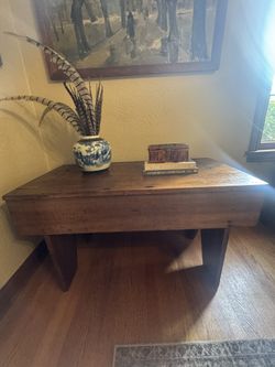 Large Primitive European Antique Pine Bench Or Coffee Table