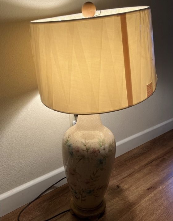 Vintage 60s Sunset Cosco Inc Ceramic Round Lamp Mid Century Modern Lighting