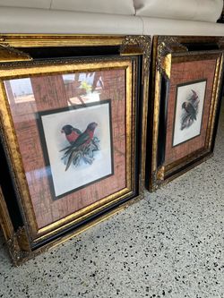 Set of 2 Large Ornate Gold Frame Wall Art (23.5” x 26”) - Classic/Vintage Style