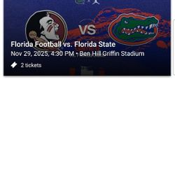 Florida Vs. Florida State Football Game 2 Tickets