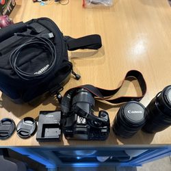 Canon EOS Rebel T3 and 3 Lenses DSLR