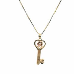 Woman’s Ladies 14k Yellow Gold I Love You Key Charm on a 18” Inch Box Chain Necklace GP3132971