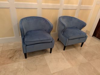 Blue Velvet Accent Side Chairs -2