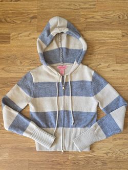 COCO & SHAY Striped Hooded Zip-Up Sweater Jacket