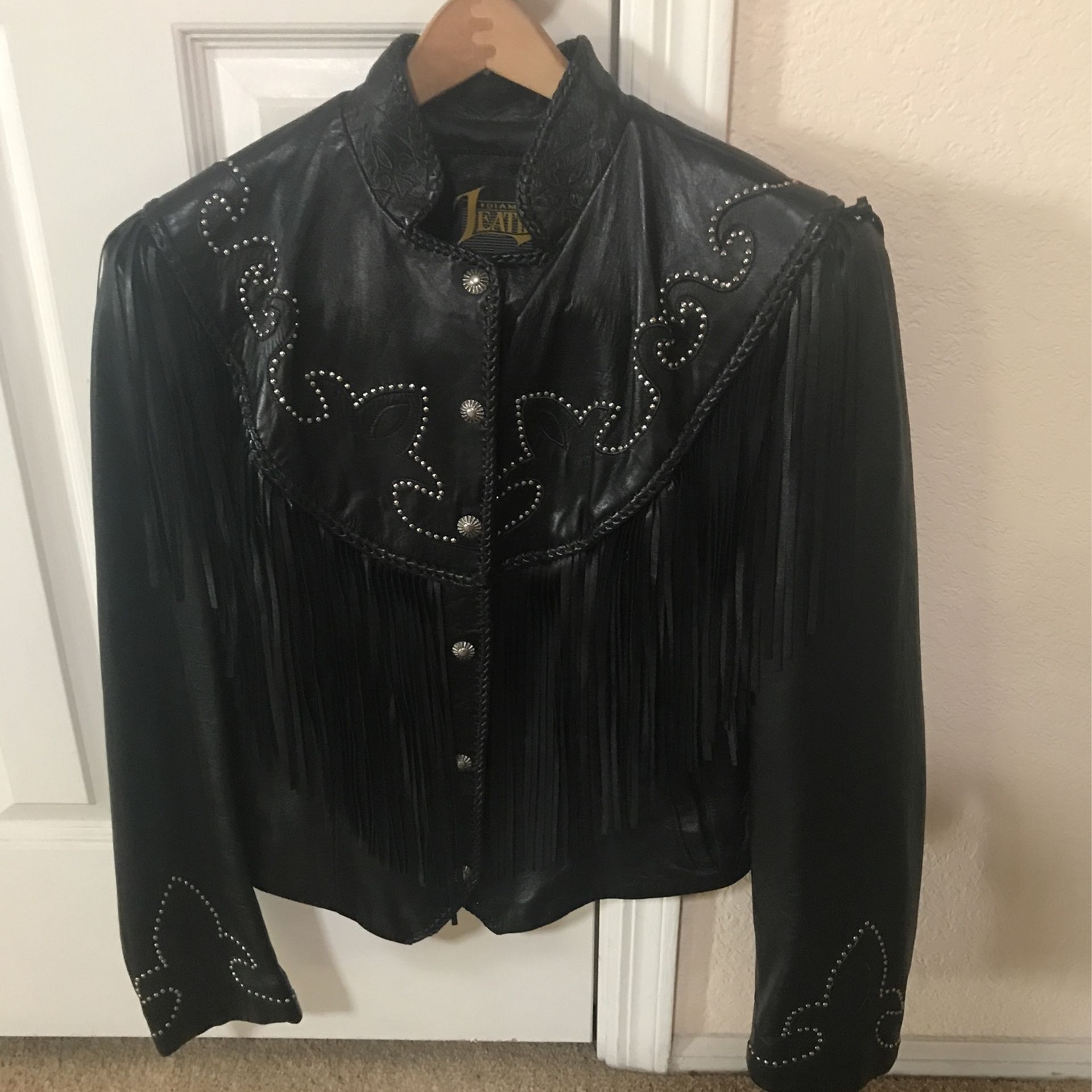 Vintage Fringed Leather Jacket ( Ladies)