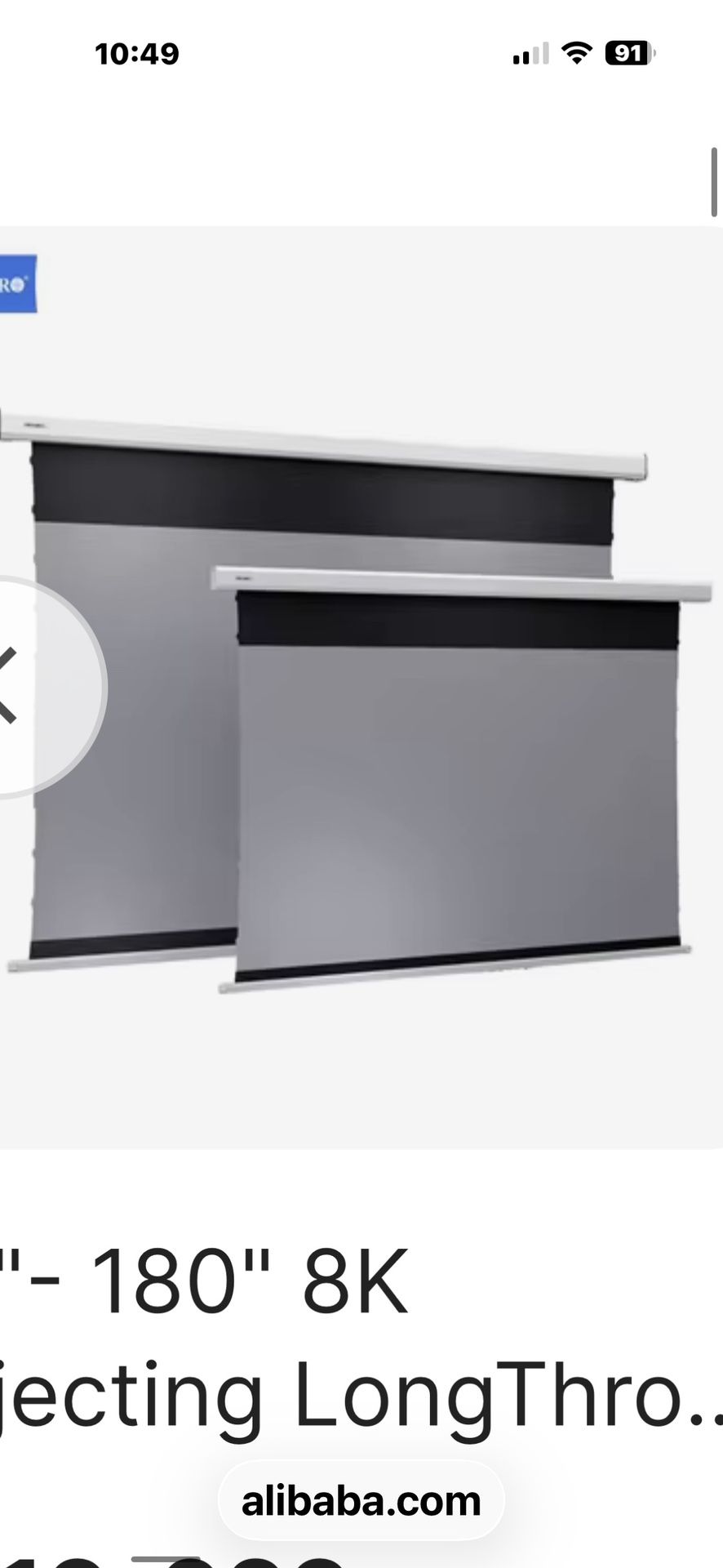 SCREEN. PRO 110”. NEW 4k Motorized ALR Tab Tension Long Throw. Projector Screen