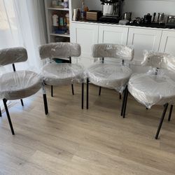 Dining Chair Set of 4, Boucle Dining Chair. Light Grey