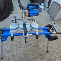 Sliding Compund Miter Saw 7.25" on Adjustable Rolling Saw Stand