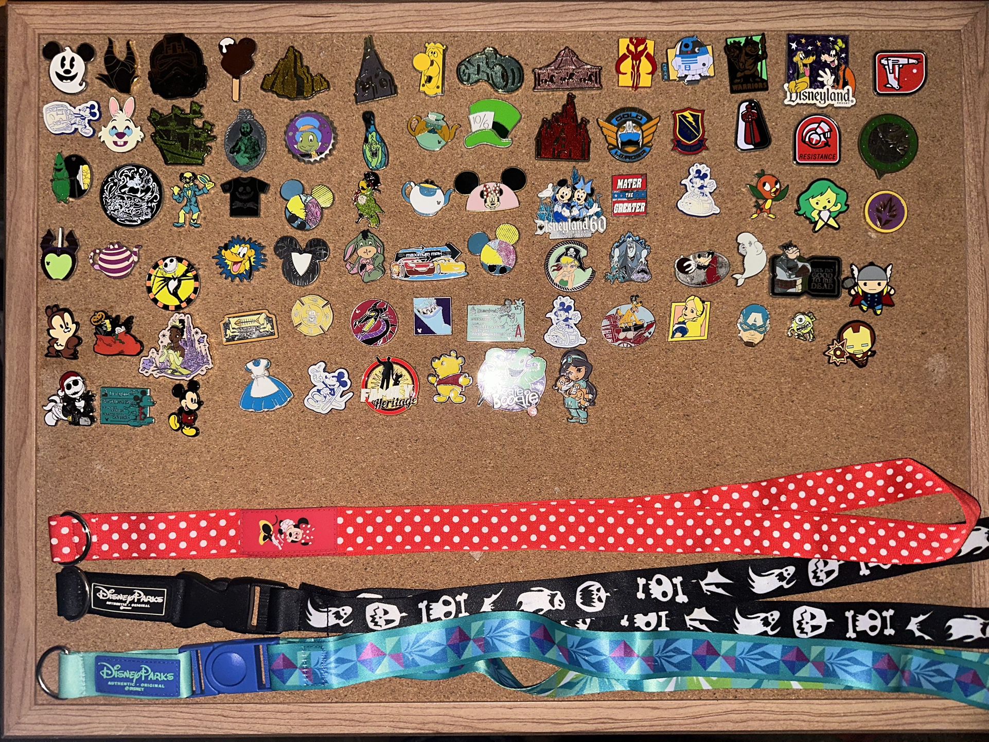 ($100 or $3 each)79 disney pins and 3 disneyparks lanyards