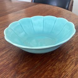 Vintage W. S. George China Turquoise Green Petal Ware bowl American Mid-Century pottery
