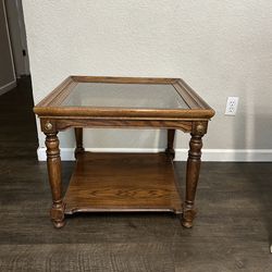 Wooden glass top side table