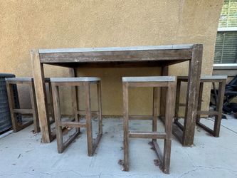 Outdoor Table with 4 chairs // Stone & Wood