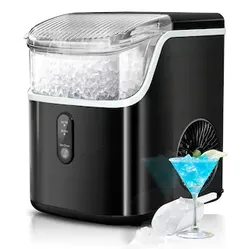 Nugget Ice Countertop Portable Ice Maker in Black,9.1 in. 35 lb. Stainless Steel with 6-Minute Ice Ready and Auto-Cleaning, NEW