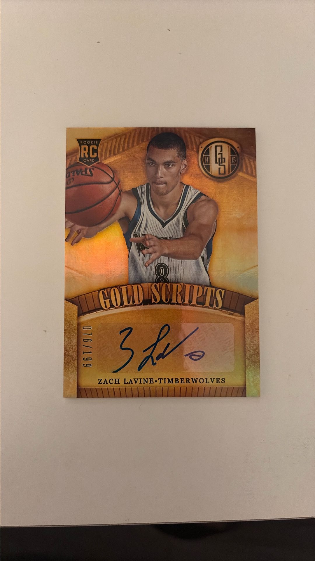 ZACH LAVINE 2014 PANINI GOLD STANDARD GOLD SCRIPTS ROOKIE RC CARD /199!
