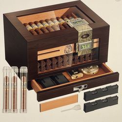 Cigar humidor desktop, NEW, Dual digital Hygrometers