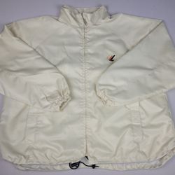 VTG Authentic Lugz Sport Jacket Windbreaker Cream Full Zip Streetwear Men's XL