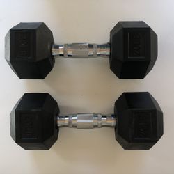  Dumbbell 20Lb Pair -Coated Rubber Hex-