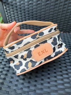 Jon Hart Leopard Print Cosmetic Bag Monogrammed Travel Case 7x4