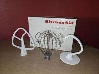 New Kitchenaid attachment set, dough hook, stainless steel wire whip, flat beater, stand mixer accessory kit,