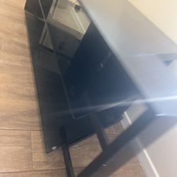 Black TV stand with glass holders