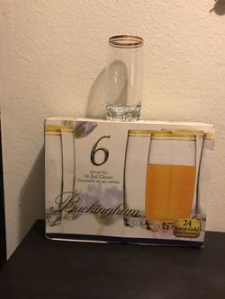 Gold trim glass set - 6 glasses