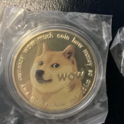 Dogecoin Gold Plated Color Physical Coin Cryptocurrency DOGE Collectible Coin