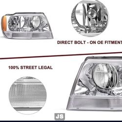 Head Light / right-side (passenger-side) headlight assembly 1999 to 2004 Jeep Grand Cherokee