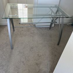 Realspace® Vista 48"W Glass Computer Desk, Silver