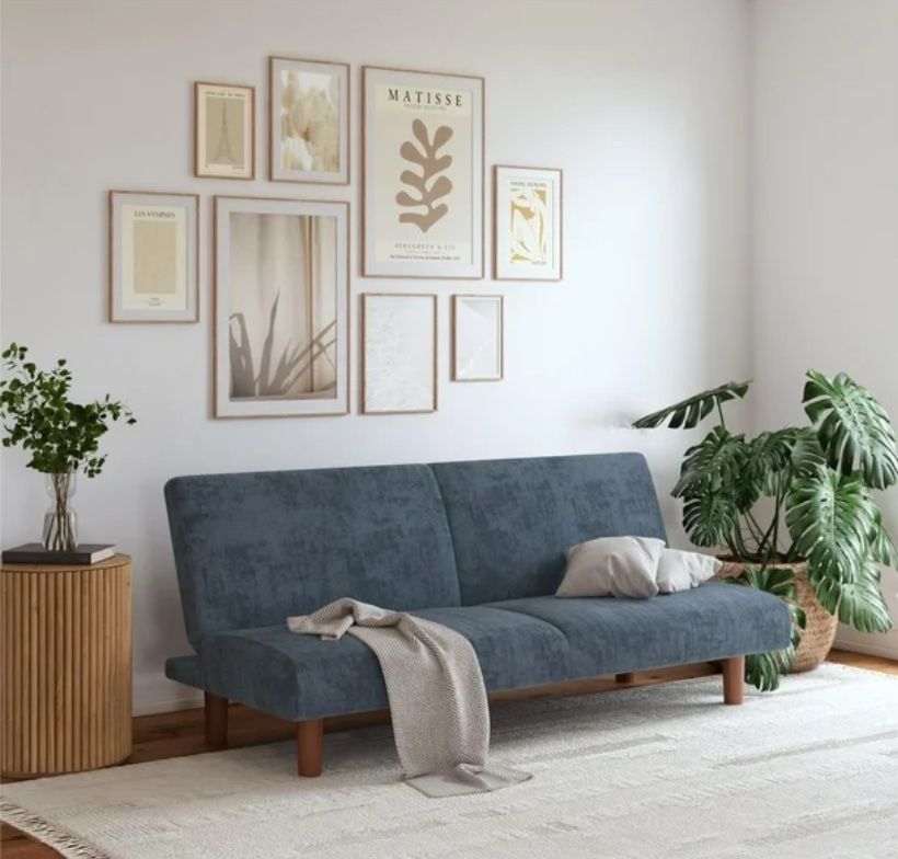 DHP Myla 66.5" Armless Futon Sofa Bed, Blue Corduroy