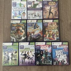 Xbox 360 Kinect Game Lot Of 10 – Sports Dance Star Wars Bundle