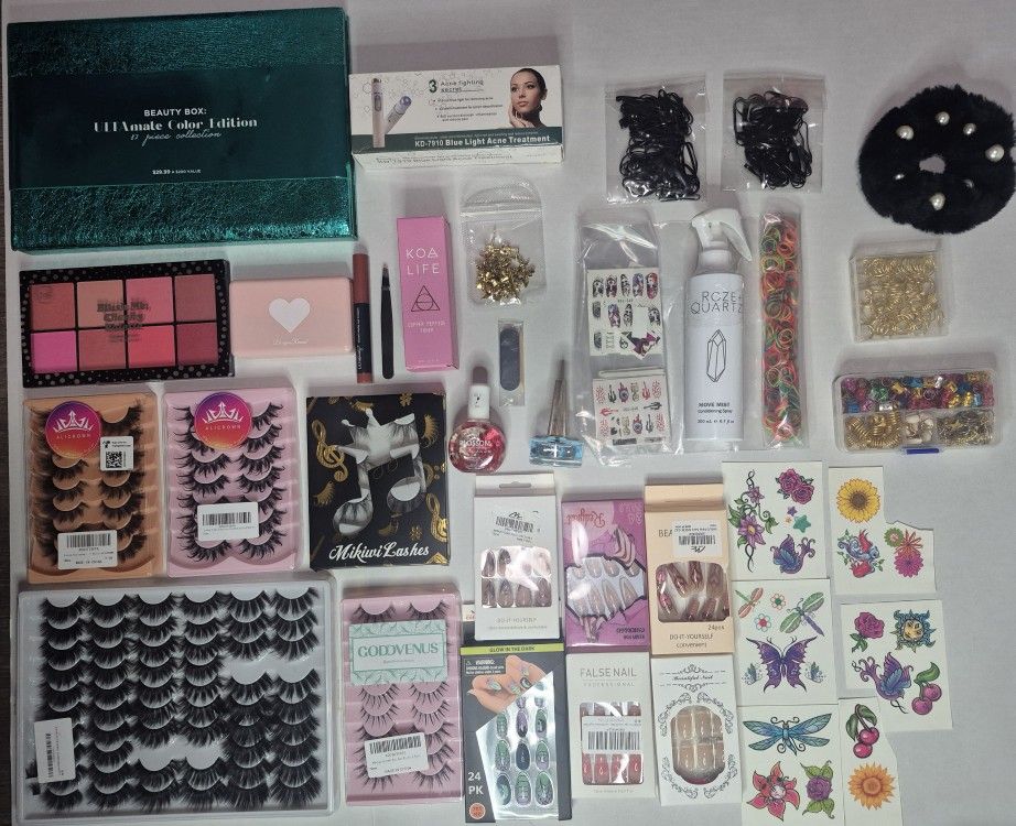 Beauty Bundle- Nails/Lashes/Makeup/Hair accessories etc. ALL NEW