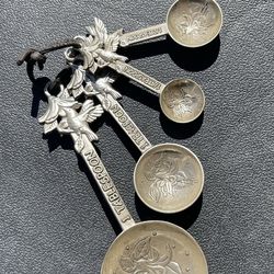 Ganz Measuring Spoons Set  Birds  Trees 4 Piece Embossed Stainless  MAKE ANY OFFER