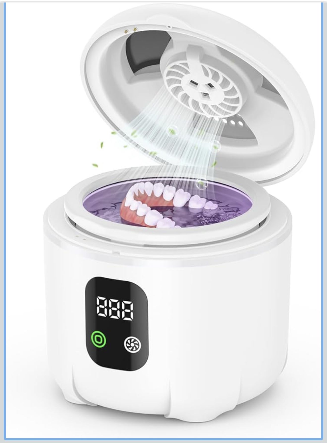 Ultrasonic Retainer Cleaner- 45KHz 25W Portable Denture Cleaner with Drying Function and Removable Inner for Dentures, Mouth Guards, Aligners, Jewelry
